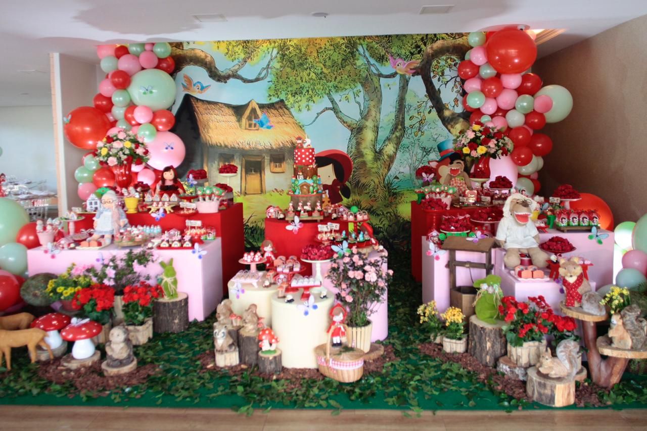 Decoração da Chapeuzinho Vermelho para a festa infantil